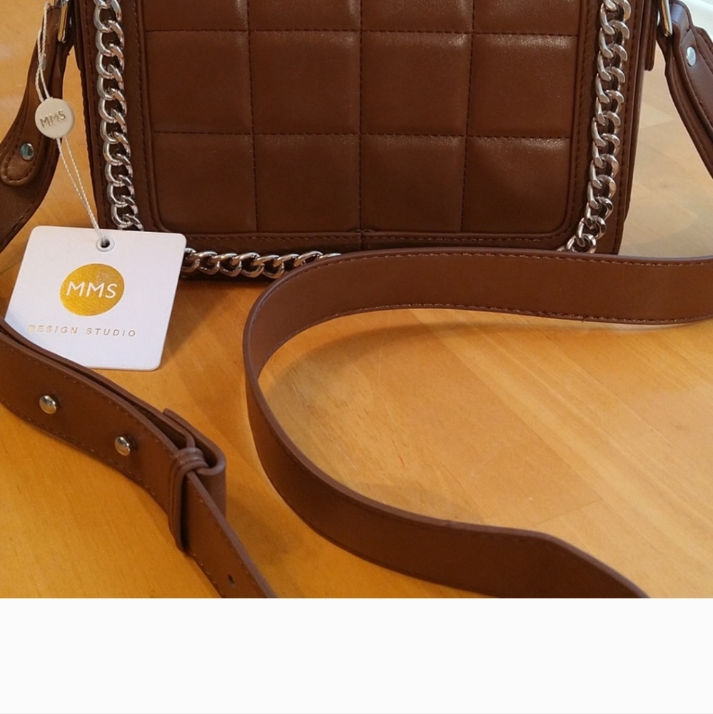 MMS Brown Quilted Crossbody Bag